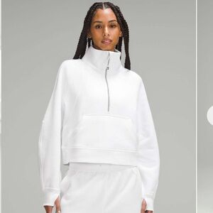 lululemon White NWT “SCUBA OVERSIZED FUNNEL NECK” Half-Zip Sweatshirt Size: M/L